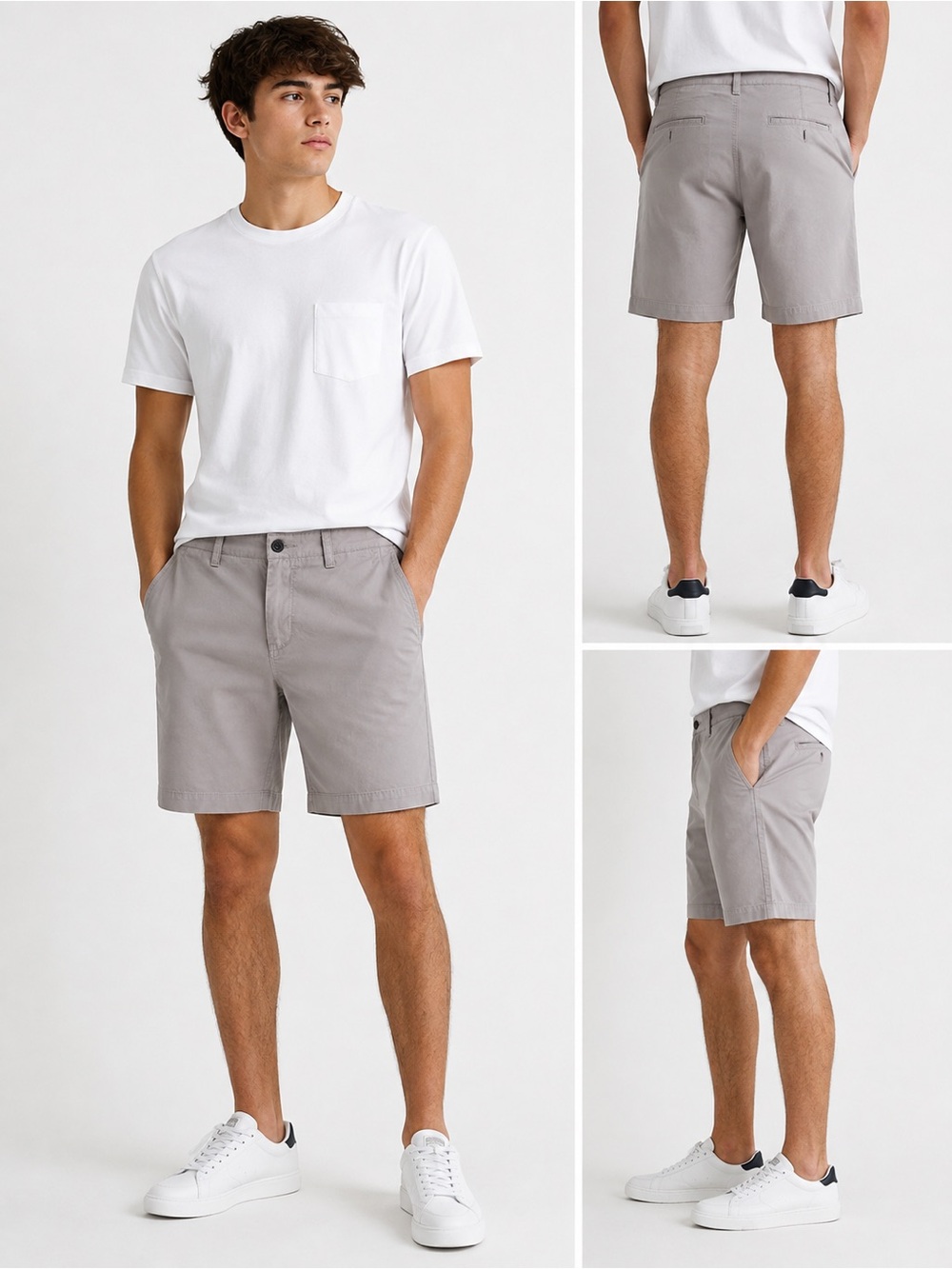 Aeropostale Men's Stretch Light Gray Flat Front Chino Shorts